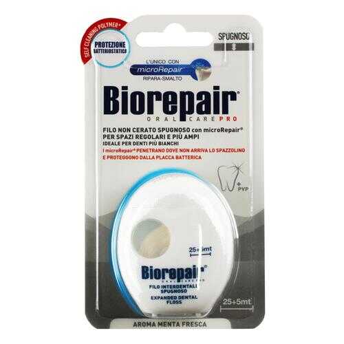Зубная нить Biorepair Expanded Dental Floss Отбеливающая 30 м в Mirra