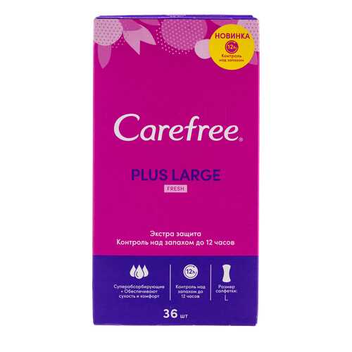 Салфетки carefree plus large fresh ароматизированные, 36 шт в Mirra