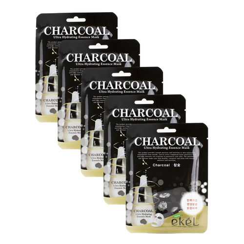 Набор увлажняющих масок Ekel с Древесным углём Ultra Hydrating Mask Charcoal (5 шт) в Mirra