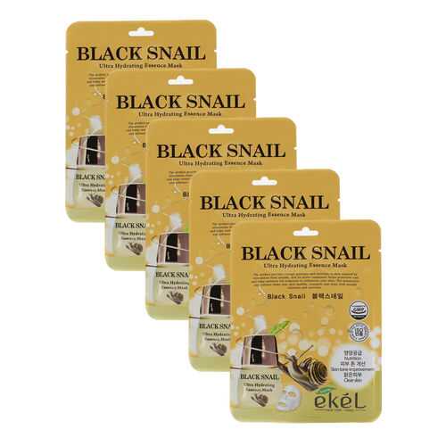 Набор увлажняющих масок Ekel с Улиточным муцином UltraHydrating Essence BlackSnail (5шт) в Mirra