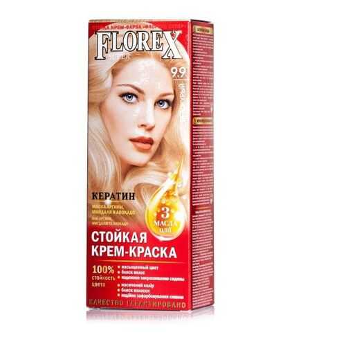 Florex-Super NEW КЕРАТИН Краска для волос 9.9 белокурый в Mirra