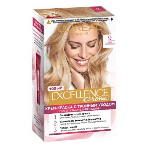 Крем-краска для волос L'Oreal Excellence стойкая тон 9 Очень светло-русый в Mirra